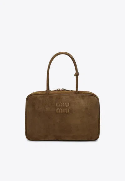 Miu Miu Beau Suede Shoulder Bag In Green