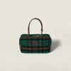 Miu Miu Beau Tartan Top-handle Bag With Leather Details
