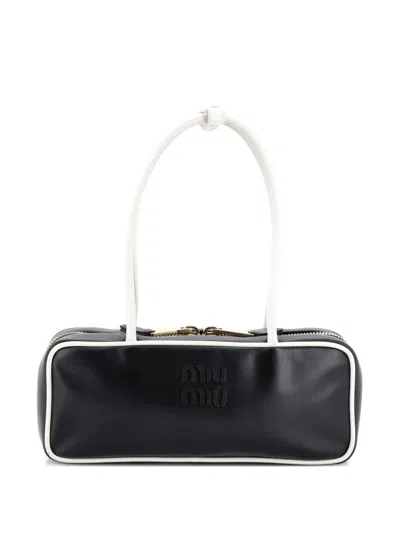 Pre-owned Miu Miu Beau Top Handle Bag Leather Small Satchel In Black