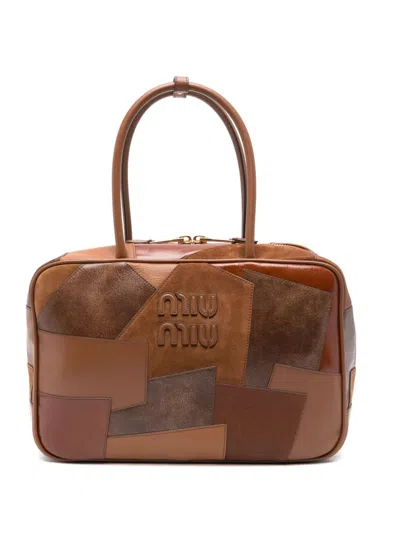 Miu Miu Beau Tote Bag In Braun