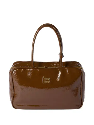 Miu Miu Beau Tote Bag In Brown