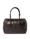 Miu Miu Beau Vintage-effect Nappa Leather Bags In Brown