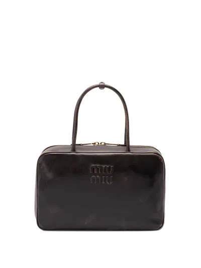 Miu Miu `beau` Vintage Leather Handbag In Brown