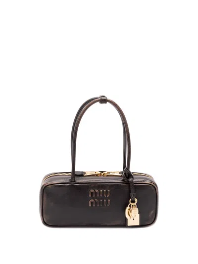Miu Miu `beau` Vintage Leather Handbag In Brown
