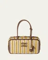 Miu Miu Beau Woven Leather Top-handle Bag
