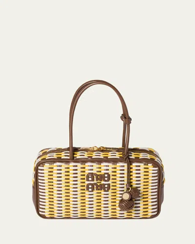 Miu Miu Beau Woven Leather Top-handle Bag