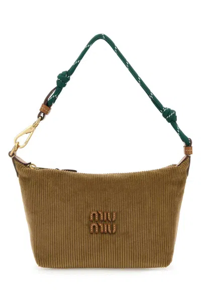 Miu Miu Beige Corduroy Shoulder Bag In Purple