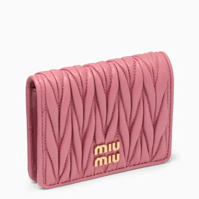 Miu Miu Begonia Coloured Nappa Leather Quilted Wallet Women In Pink