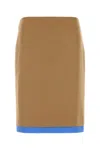 Miu Miu Camel Skirt With Back Slit And Contrasting Hem