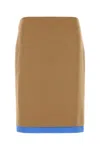 Miu Miu Camel Skirt With Back Slit And Contrasting Hem