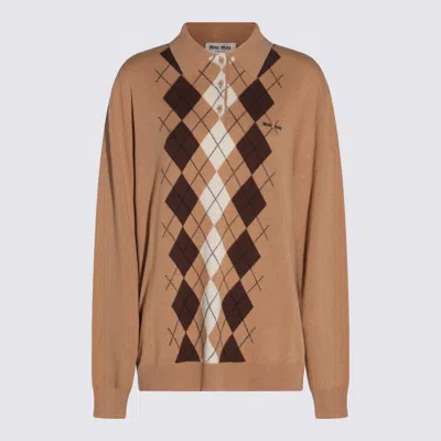MIU MIU BEIGE CASHMERE KNITWEAR