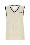 Miu Miu Sleeveless Ribbed Cashmere Gilet In Beige