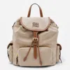 Miu Miu Beige Cotton Backpack In Brown