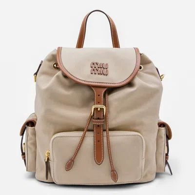 Miu Miu Beige Cotton Backpack