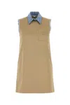 Miu Miu Beige Cotton Dress In Brown