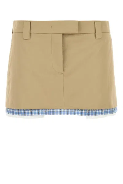 Miu Miu Beige Cotton Mini Skirt