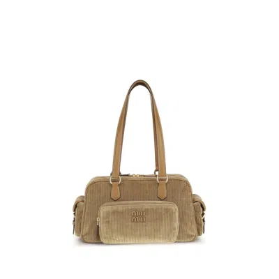 Miu Miu Beige Cotton Shoulder Bag