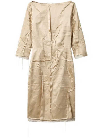 MIU MIU BEIGE CREPE SATIN SILK DRESS
