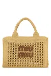 Miu Miu Beige Crochet Handbag In Brown