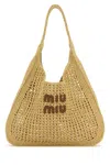Miu Miu Beige Crochet Shopping Bag In Brown
