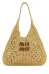 Miu Miu Beige Crochet Shopping Bag In Brown