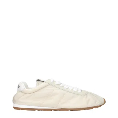 Miu Miu Beige Fabric Low Tops In White