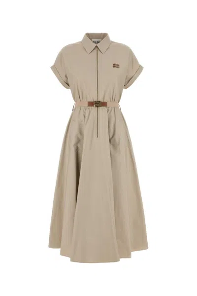 MIU MIU BEIGE FRONT HALF ZIP DRESS