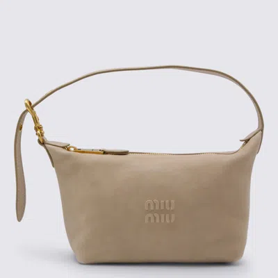 Miu Miu Beige Lamb Pouch Mini Bag In Pink