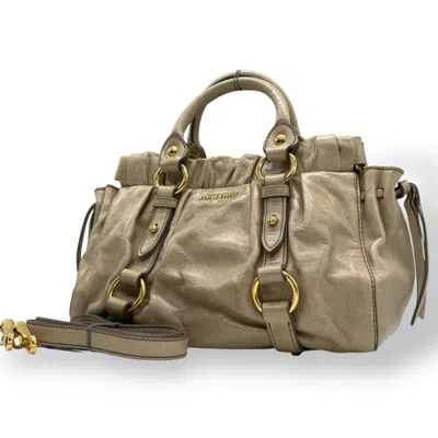 Pre-owned Miu Miu Beige Leather Handbag Shoulder Bag ()