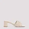 Miu Miu Beige Leather Logo Heels In Beige