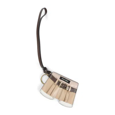Miu Miu Beige Leather Mini Skirt Keychain