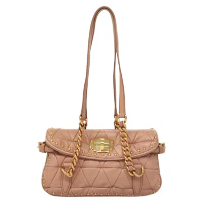 Pre-owned Miu Miu Beige Leather Shoulder Bag () In Sand