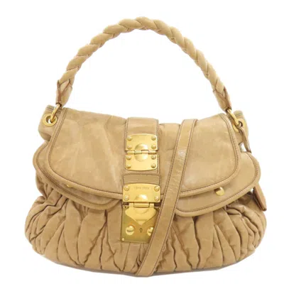 Pre-owned Miu Miu Beige Leather Tote Bag ()