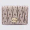 Miu Miu Beige Leather Wallet In Neutral