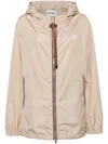 Miu Miu Logo Print Windbreaker Jacket In Beige
