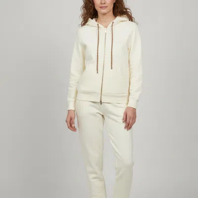 Pre-owned Miu Miu Beige Logo Applique Cotton Knit Zip Up Hoodie S In Sand