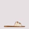 Miu Miu Beige Logo Sandals In Beige