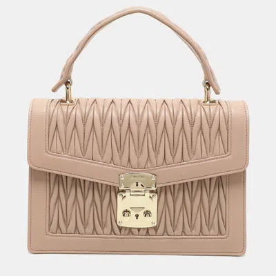 Pre-owned Miu Miu Beige Matelasse Leather Top Handle Bag