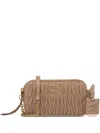 Miu Miu Matelassé Nappa Leather Shoulder Bag In Beige
