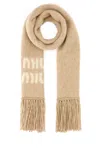 Miu Miu Beige Mohair Blend Scarf In Neutral
