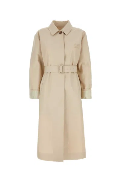 MIU MIU BEIGE SINGLE-BREASTED TRENCH COAT