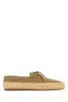 Miu Miu Suede And Raffia Loafers With Lace Detail