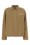 Miu Miu Tech Fabric Windbreaker Jacket Collared Design In Brown
