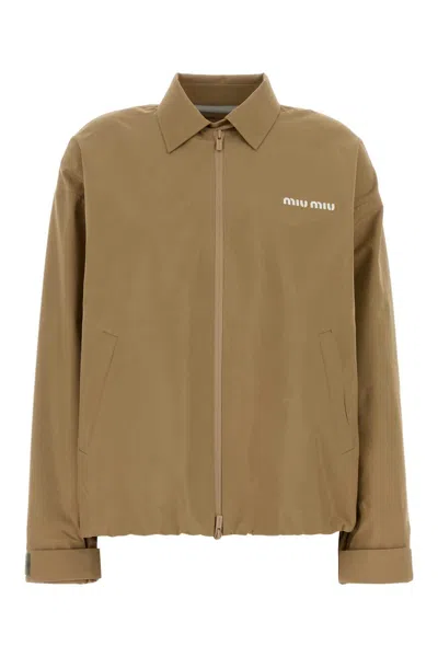 MIU MIU BEIGE TECH FABRIC WINDBREAKER