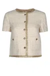 Miu Miu Check-pattern Tweed Jacket In Gray