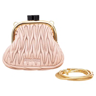 Pre-owned Miu Miu Belle Mini Matelassé Clutch - '20s In Sand