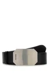 Miu Miu Leather Belt Adjustable Rectangular Buckle In Black