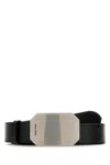 Miu Miu Leather Belt Adjustable Rectangular Buckle In Black