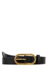 Miu Miu Adjustable Leather Belt Gold-tone Buckle In Black