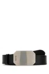 Miu Miu Leather Belt Adjustable Rectangular Buckle In Black